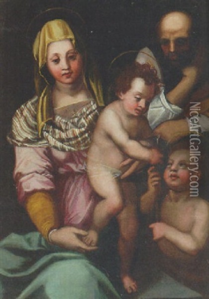 The Holy Family With The Infant Saint John The Baptist Oil Painting - Andrea Del Sarto