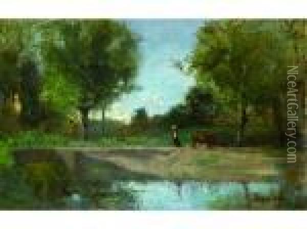 Paysage A Cremieu. Oil Painting - Adolphe Appian