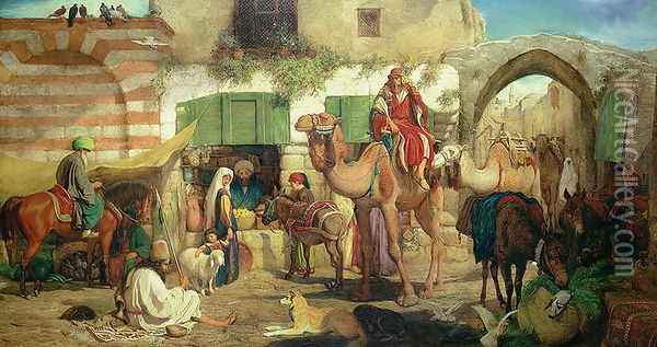 A Street in Jerusalem, 1867 Oil Painting - William J. Webbe or Webb