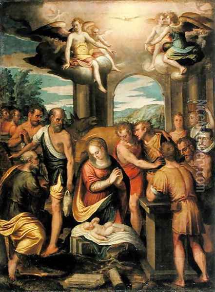 Adoration of the Shepherds, 1582 Oil Painting - Bernardo Castello