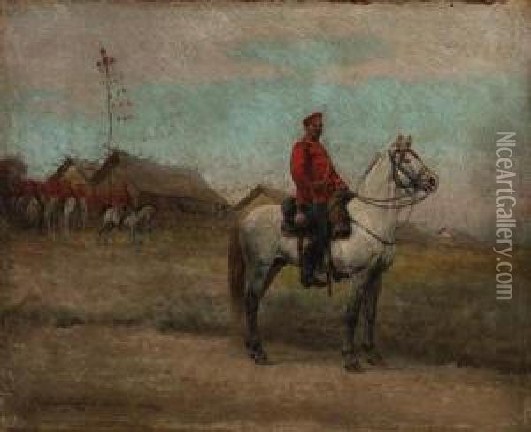 Mounted Hussar Oil Painting - Ivan Petrovich Prianishnikov