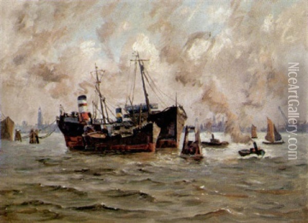 Anischt Des Hamburger Hafens Oil Painting - Franz Xaver Frankl