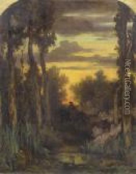 Personnages Au Crepuscule Oil Painting - Gustave Dore