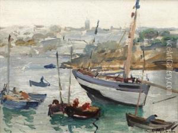 Pecheurs En Bretagne, Finistere Oil Painting - Paul Morchain