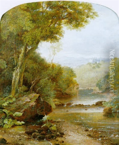 A Lowland River Landscape Oil Painting - Horatio McCulloch