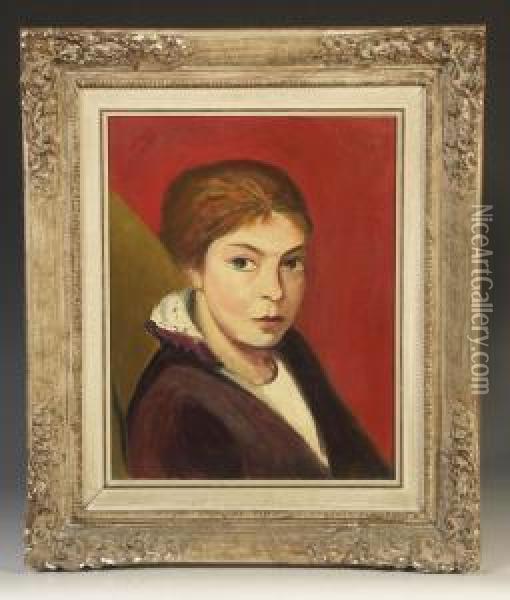 1916 - Portrait Of A Lady Oil Painting - Jean Hippolyte Marchand