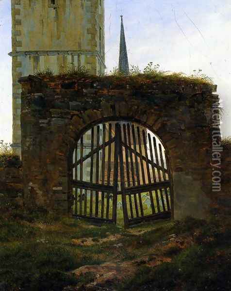 The Cemetery Gate (The Churchyard) Oil Painting - Caspar David Friedrich