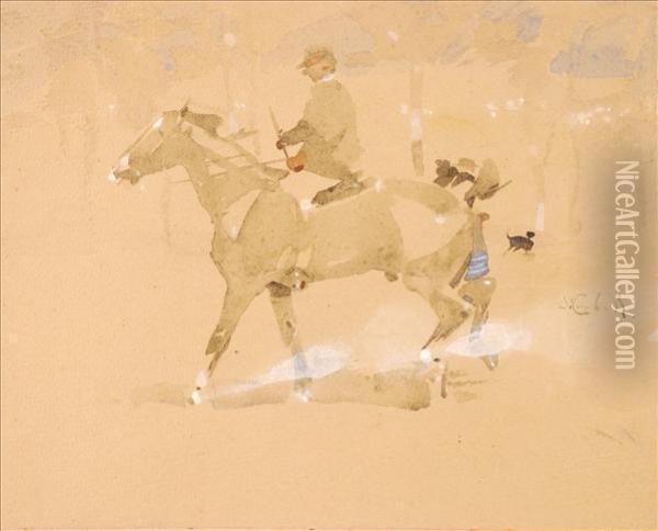 Man On Horseback Oil Painting - Joseph Ii Crawhall