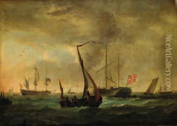 Shipping offshore in breezy weather Oil Painting - Leendert de Koningh