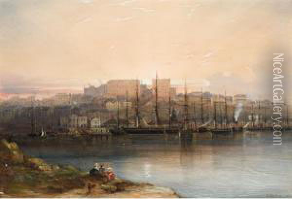 Campbell's Wharf Oil Painting - Conrad Martens