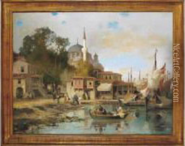 Sur Les Bords Du
 Bosphore Oil Painting - Fabius Germain Brest