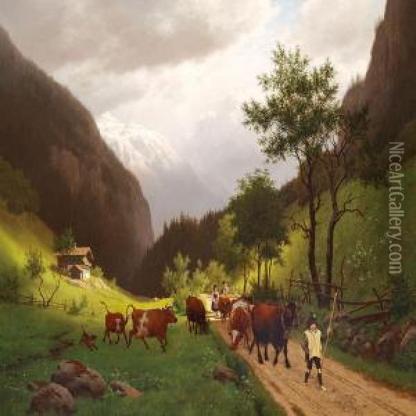 Landscape In The Bavarian Alps Oil Painting - Carl Henrik Bogh