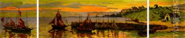 The Harbor - Homeward Bound Oil Painting - Calthea Campbell Vivian
