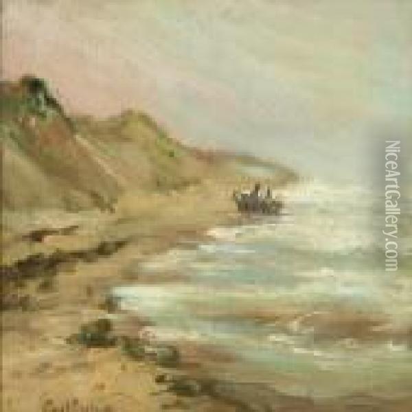 Dinghy By The Coast Oil Painting - Carl Locher