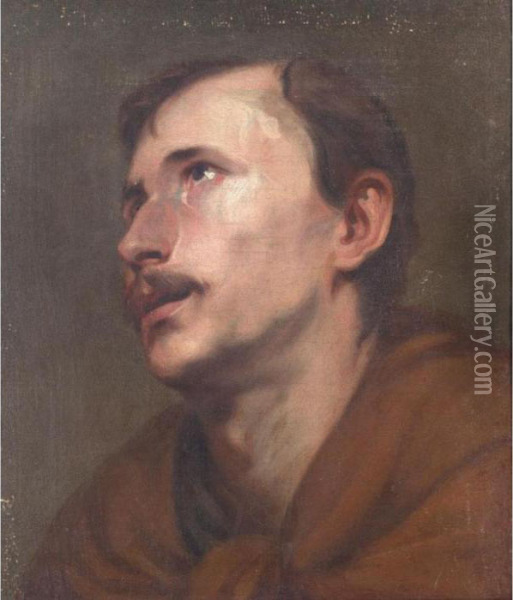 The Head Of A Franciscan Saint Oil Painting - Sir Anthony Van Dyck