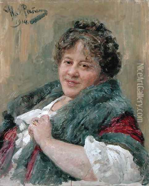 Portrait of Tatiana Olga Shchepkina-Kupernik (1874-1952) 1914 Oil Painting - Ilya Efimovich Efimovich Repin