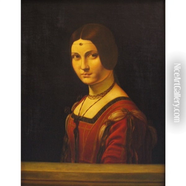 Portrait Of Lucrezia Crivelli (after Leonardo Da Vinci) Oil Painting - Luis Anglada Pinto