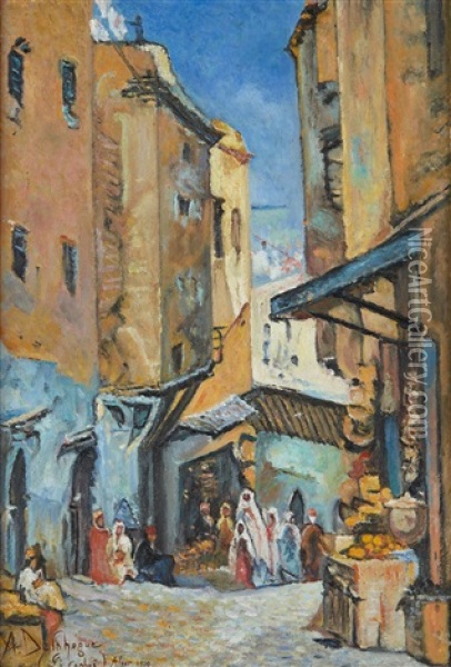 La Casbah Oil Painting - Alexis Auguste Delahogue