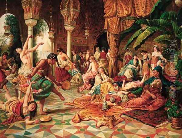 In the harem Oil Painting - F. Cordonnier