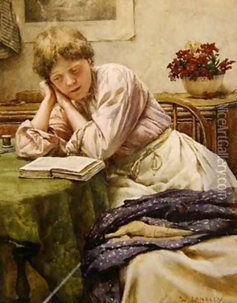 A Quiet Read Oil Painting - Walter Langley