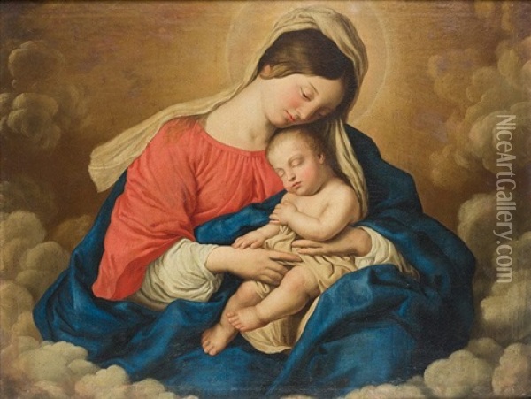 Virgen Con Nino Oil Painting - Giovanni Battista Salvi (Il Sassoferrato)