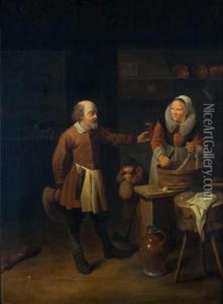Bijde Beenhouwer Oil Painting - David The Younger Ryckaert