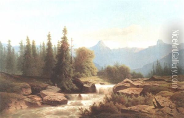 Alpenlandschaft Oil Painting - Adolf Chwala