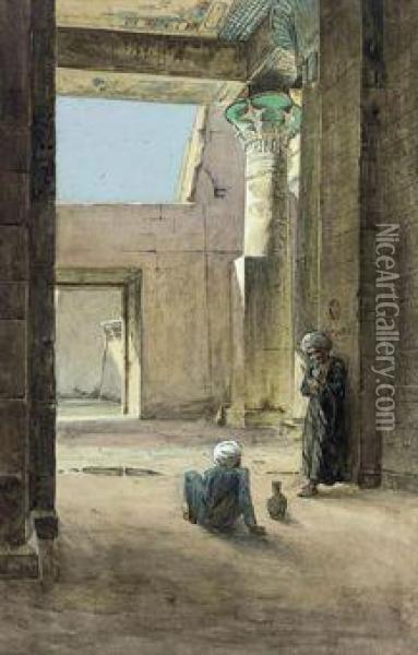 Arabs At The Ruins Oil Painting - Michelle La Spina