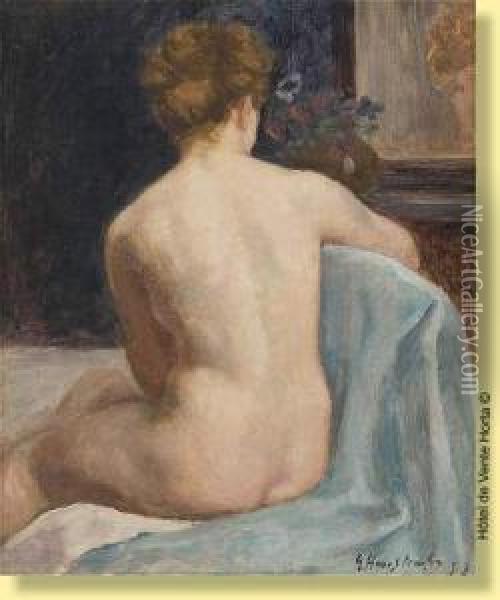 Jeune Femme Nue De Dos Oil Painting - Gaston Haustrate