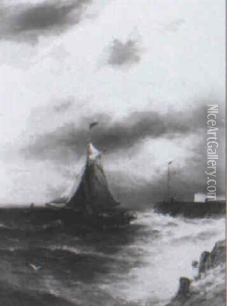 Leaving Harbour Oil Painting - Gustave de Breanski