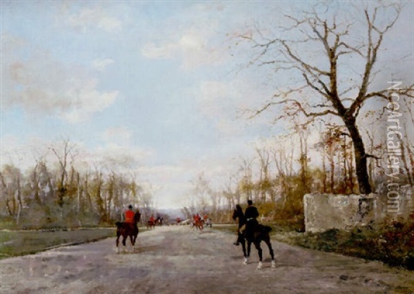 The Duke Of Aumale's Hunt In The Forest Of Chantilly Oil Painting - Rene Pierre Charles Princeteau