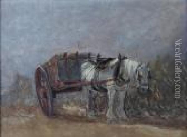 Horse And Cart Oil Painting - David I Cox