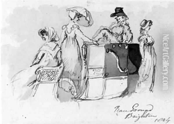 Spectators in a carriage at Brighton Races, Sussex Oil Painting - John Nixon