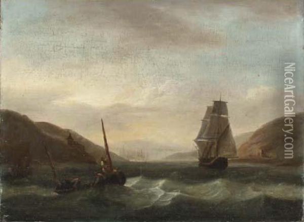 Running Home Before The Gale; And Running Up The Estuary Oil Painting - Thomas Luny
