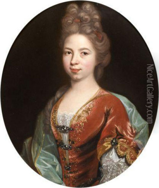 Portrait De Jeune Femme Oil Painting - Nicolas de Largillierre