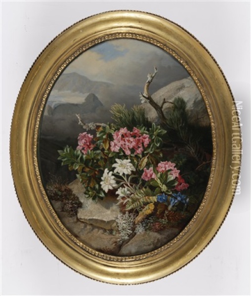 Alpenblumen Oil Painting - Andreas Lach