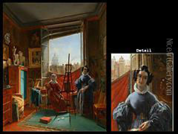 Das Maleratelier In Paris Oil Painting - Antoinette Cecile Hortense Lescot Haudebourt