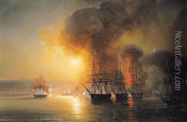 Capture of the Fort of Saint Jean dUlloa on 23rd November 1838 Oil Painting - Theodore Gudin