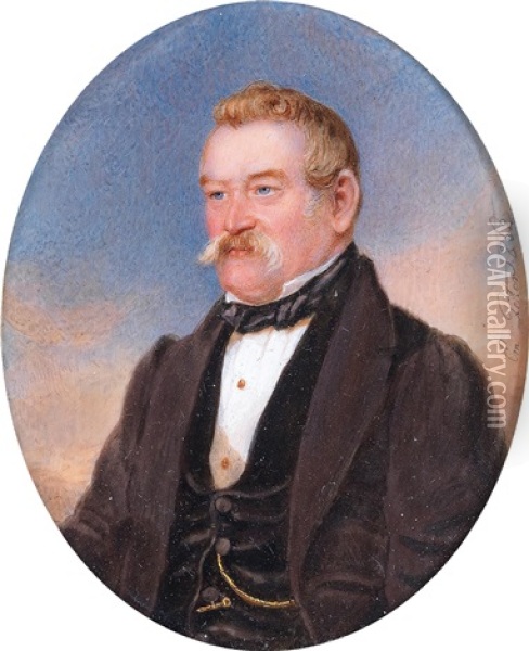 A Portrait Of A Gentleman With A Moustache Oil Painting - Emanuel Thomas Peter