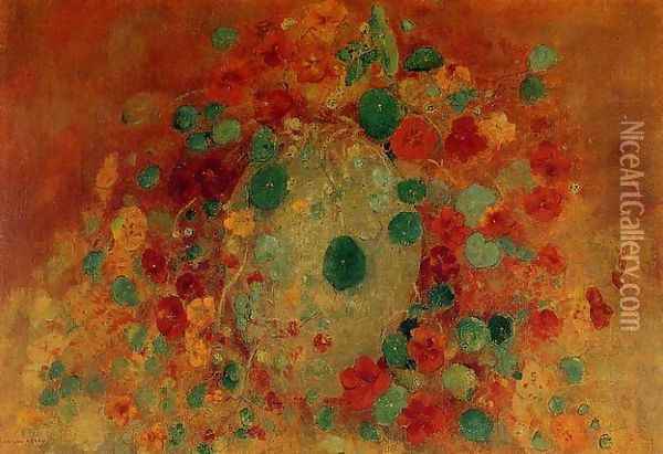 Nasturtiums Oil Painting - Odilon Redon