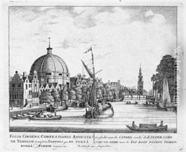 Afbeeldinge Der Voornaamste Gebouwen Van Amsterdam. 
Amsterdam: Barent Greve, S.d., [circa 1700] Oil Painting - Pieter I Schenck