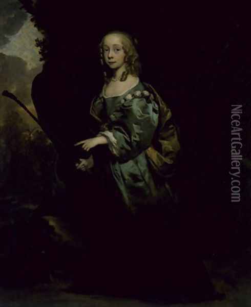 Portrait of a young girl in green Oil Painting - Sir Peter Lely