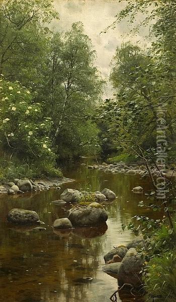 The Brook Oil Painting - Peder Mork Monsted