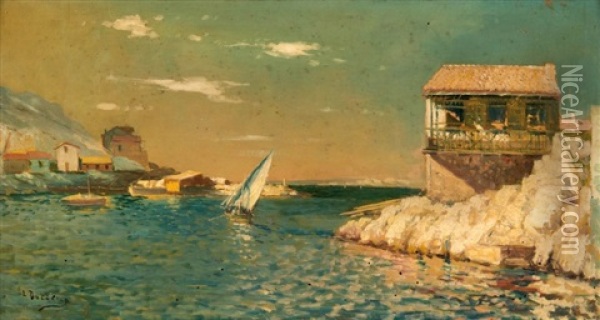 La Baie Des Singes A Marseille Oil Painting - Louis Nattero
