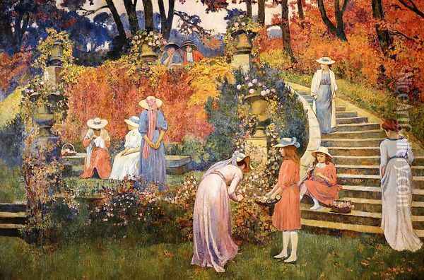 The Garden of Felicien Rops at Essone Oil Painting - Theo van Rysselberghe
