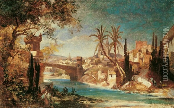 Orientalische Stadtansicht (tiflis Im Kaukasus?) Oil Painting - Paul Von Franken