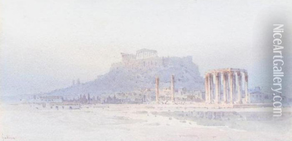 View Of The Acropolis Oil Painting - Angelos Giallina