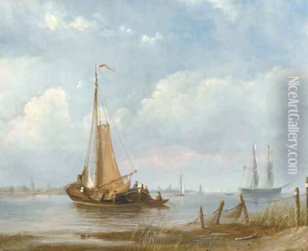 Shipping on a river Oil Painting - Petrus Paulus Schiedges