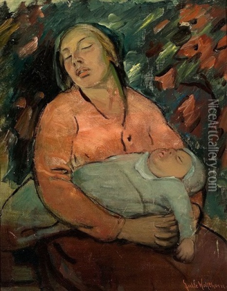 Mutter Mit Kind (schlaf) Oil Painting - Julie Wolfthorn