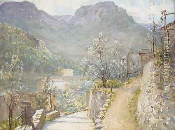 A hillside road, Majorca Oil Painting - Walter McAdam